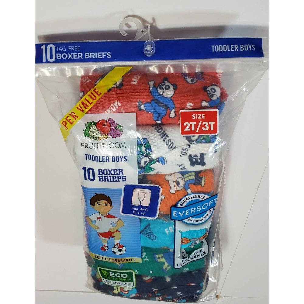 Furit Of The Loom Toddler Boxer Briefs Size 2-3 New In pack 10 Pair. (d26a)